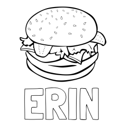 Online izdelana pobarvanka - Pobarvanka imena ERIN in pobarvanka hamburgerja