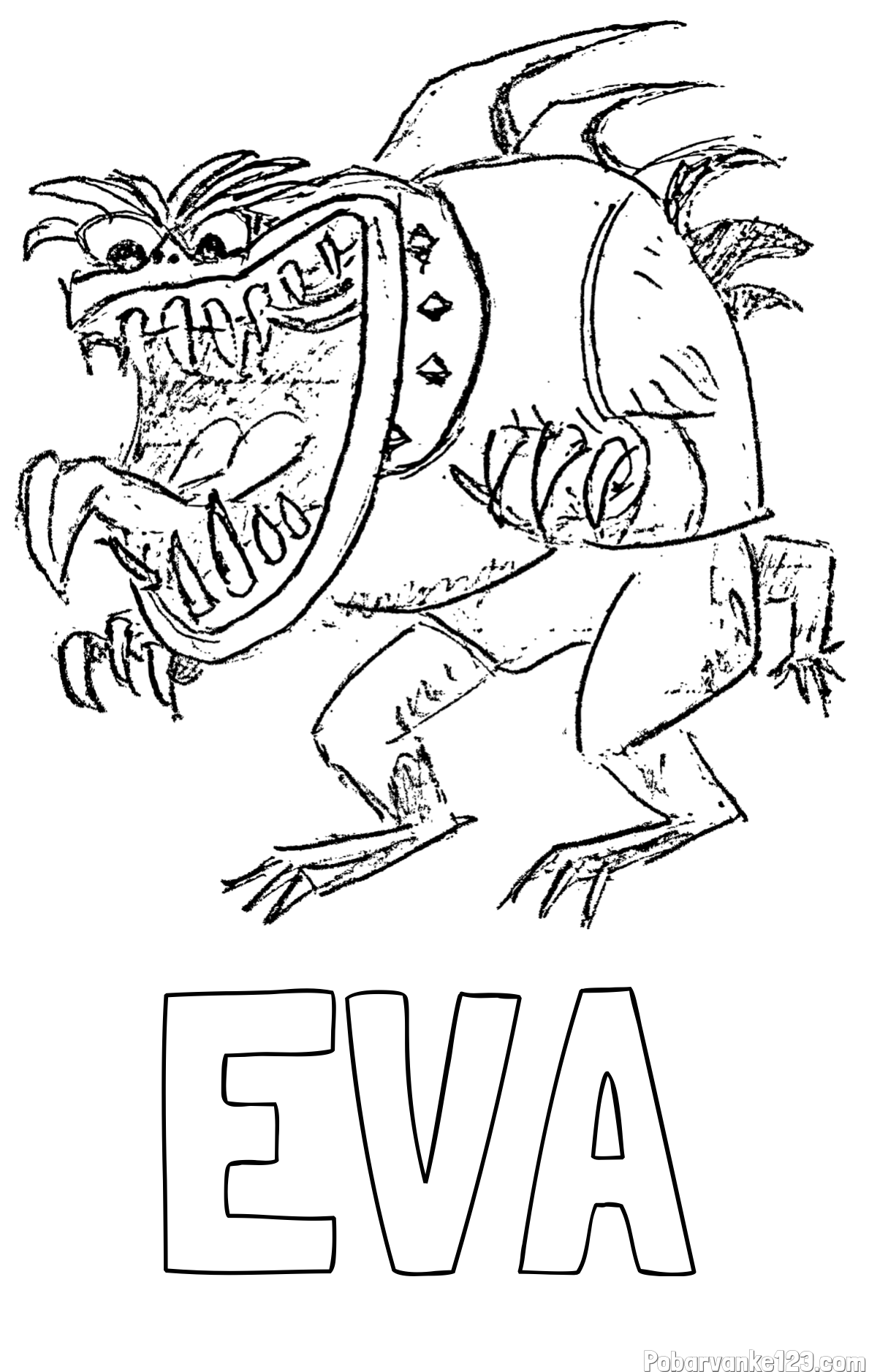 Pobarvanka imena EVA in pobarvanka zlobne pošasti