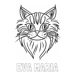Online izdelana pobarvanka - Pobarvanka imena EVA MARIA in pobarvanka mačje glave