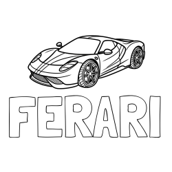 Online izdelana pobarvanka - Pobarvanka imena FERARI in pobarvanka dirkalnega avtomobila
