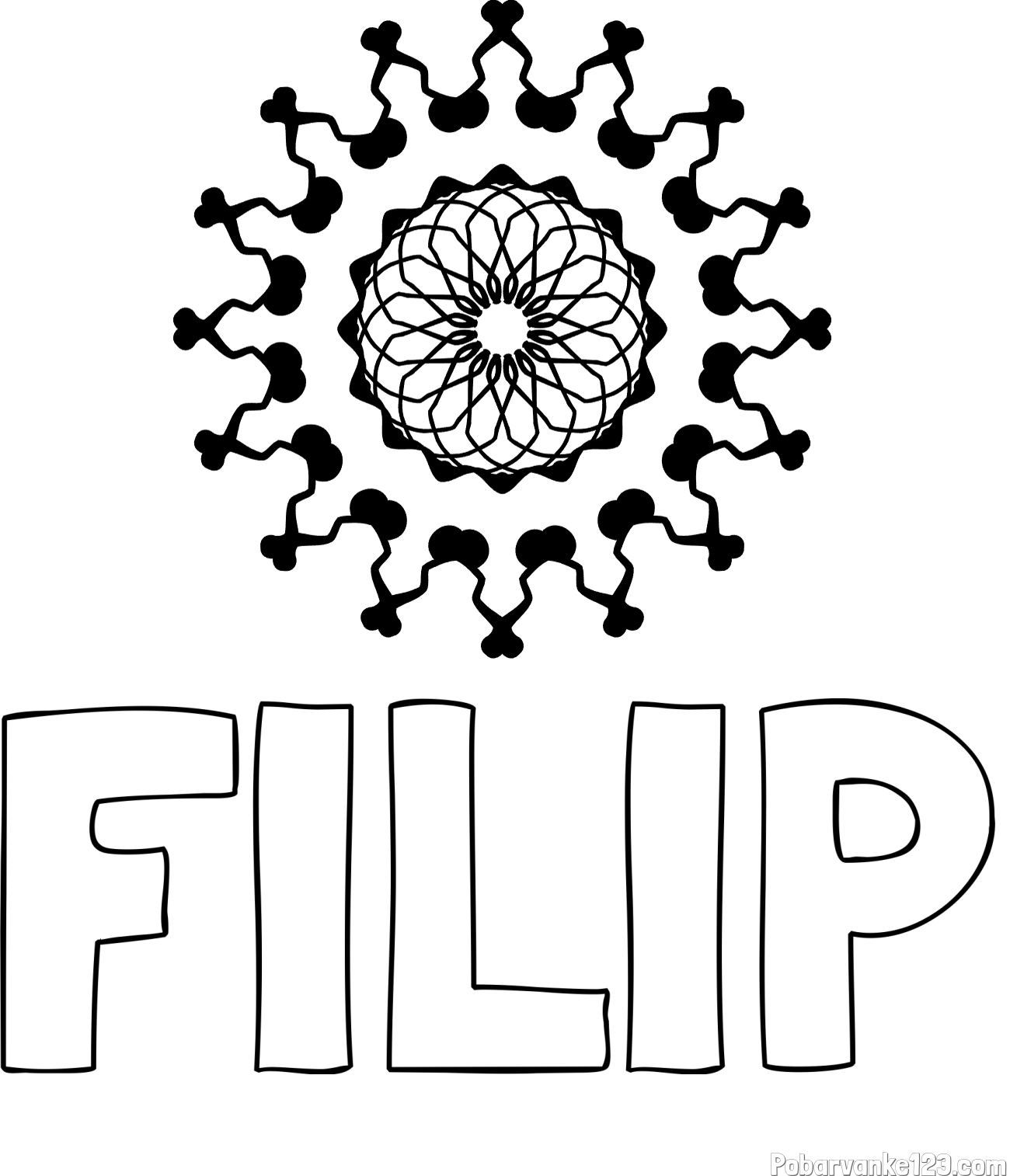 Pobarvanka imena FILIP in lepa pobarvanka mandale