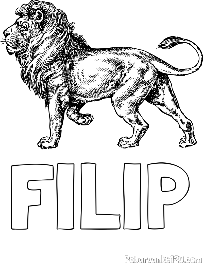 Pobarvanka imena FILIP in pobarvanka leva
