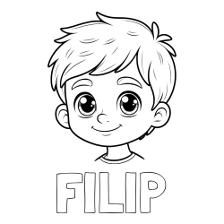 Online izdelana pobarvanka - Pobarvanka imena FILIP in pobarvanka obraza fanta
