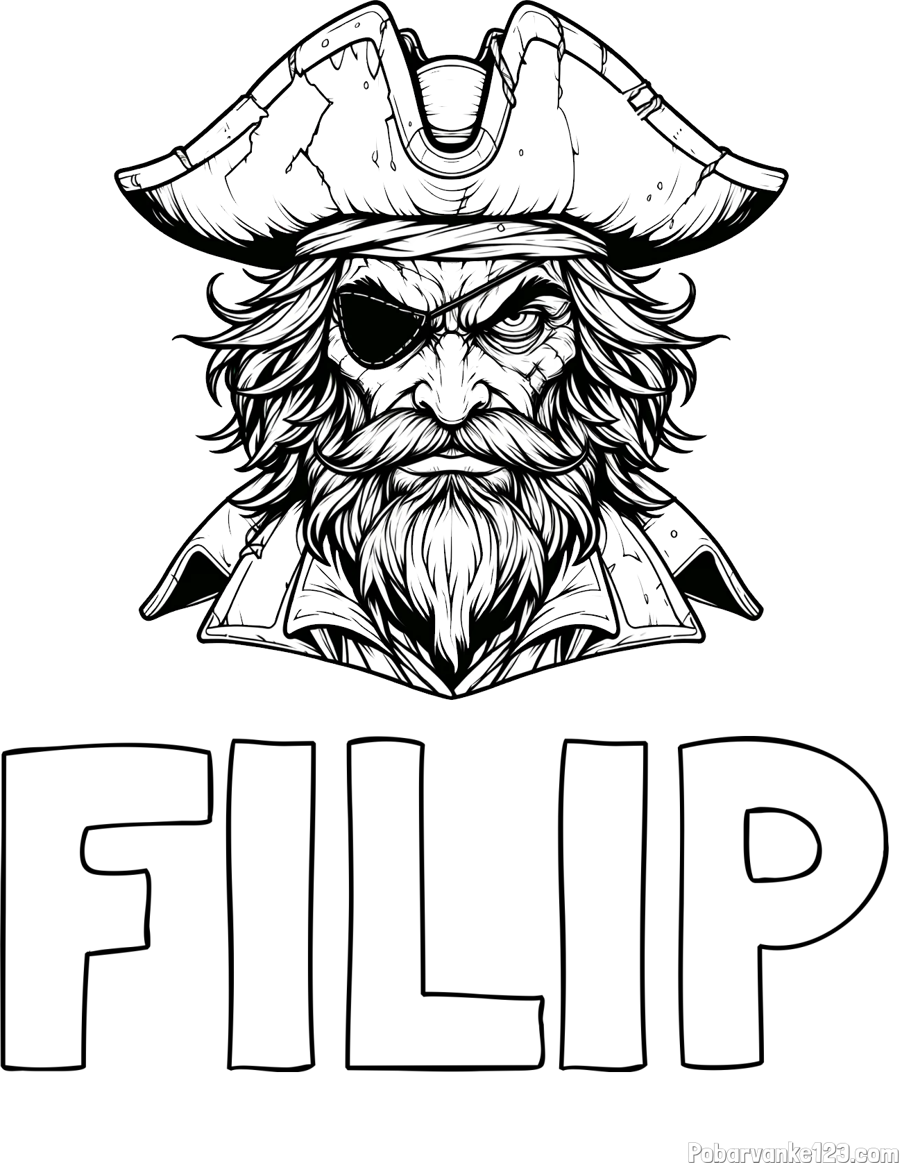 Pobarvanka imena FILIP in pobarvanka zlobnega gusarja