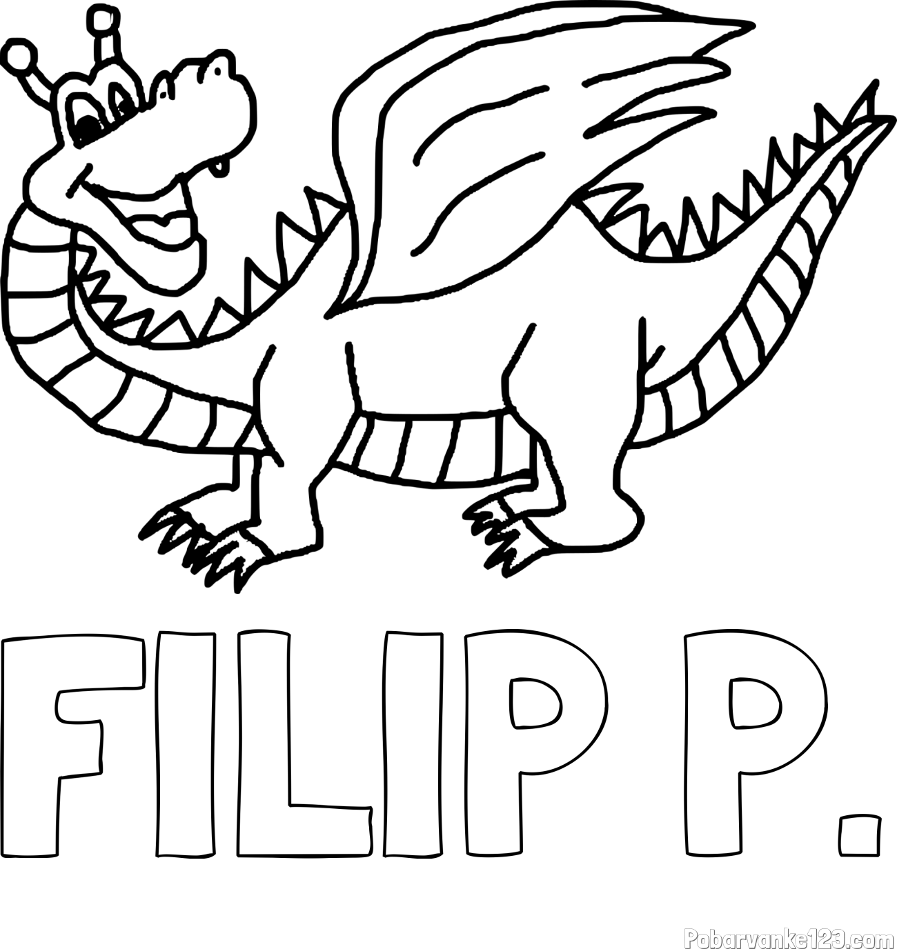 Pobarvanka imena FILIP P. in pobarvanka zmajčka