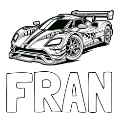 Online izdelana pobarvanka - Pobarvanka imena FRAN in pobarvanka modernega športnega avtomobila