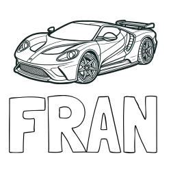Online izdelana pobarvanka - Pobarvanka imena FRAN in Športni avtomobil