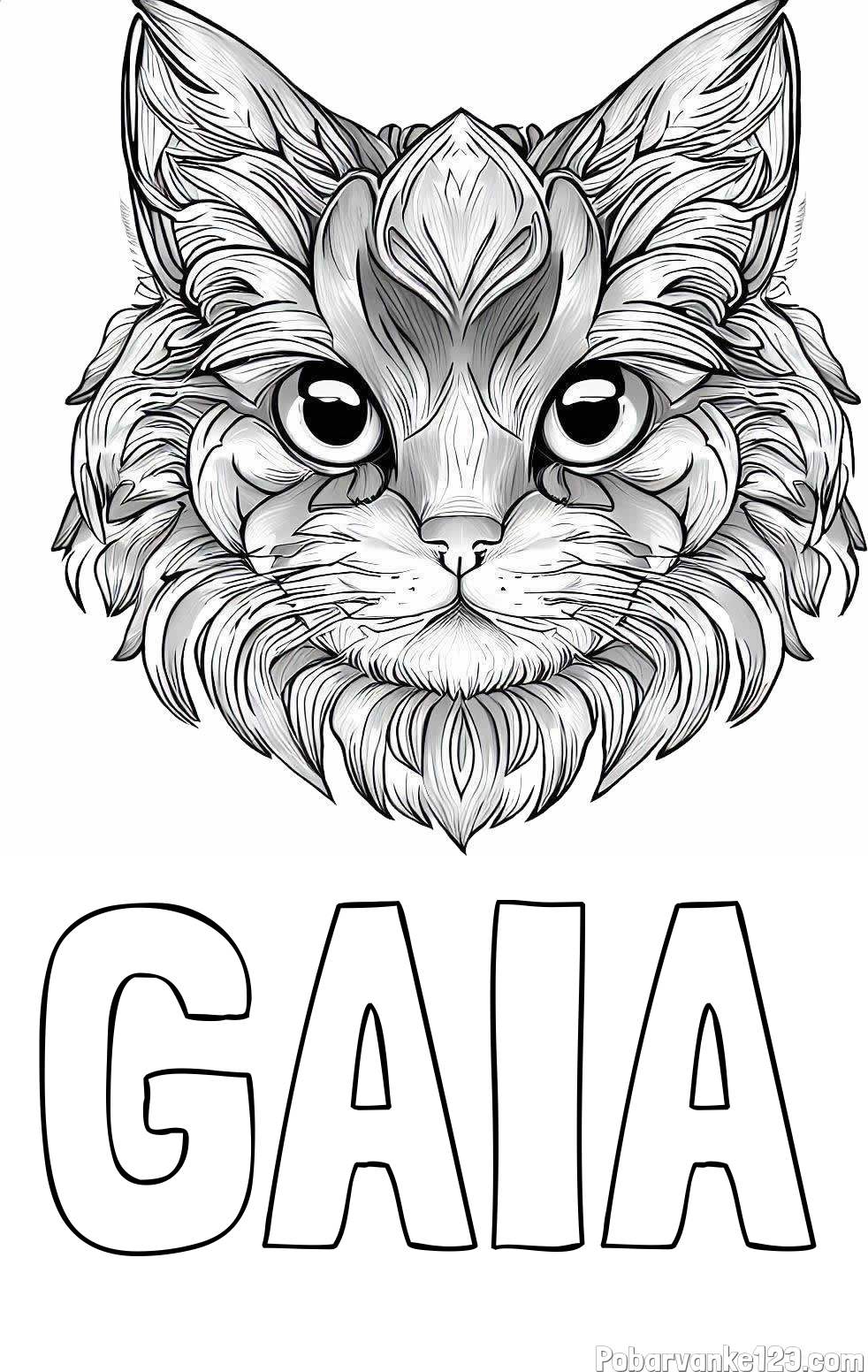 Pobarvanka imena GAIA in pobarvanka mačke