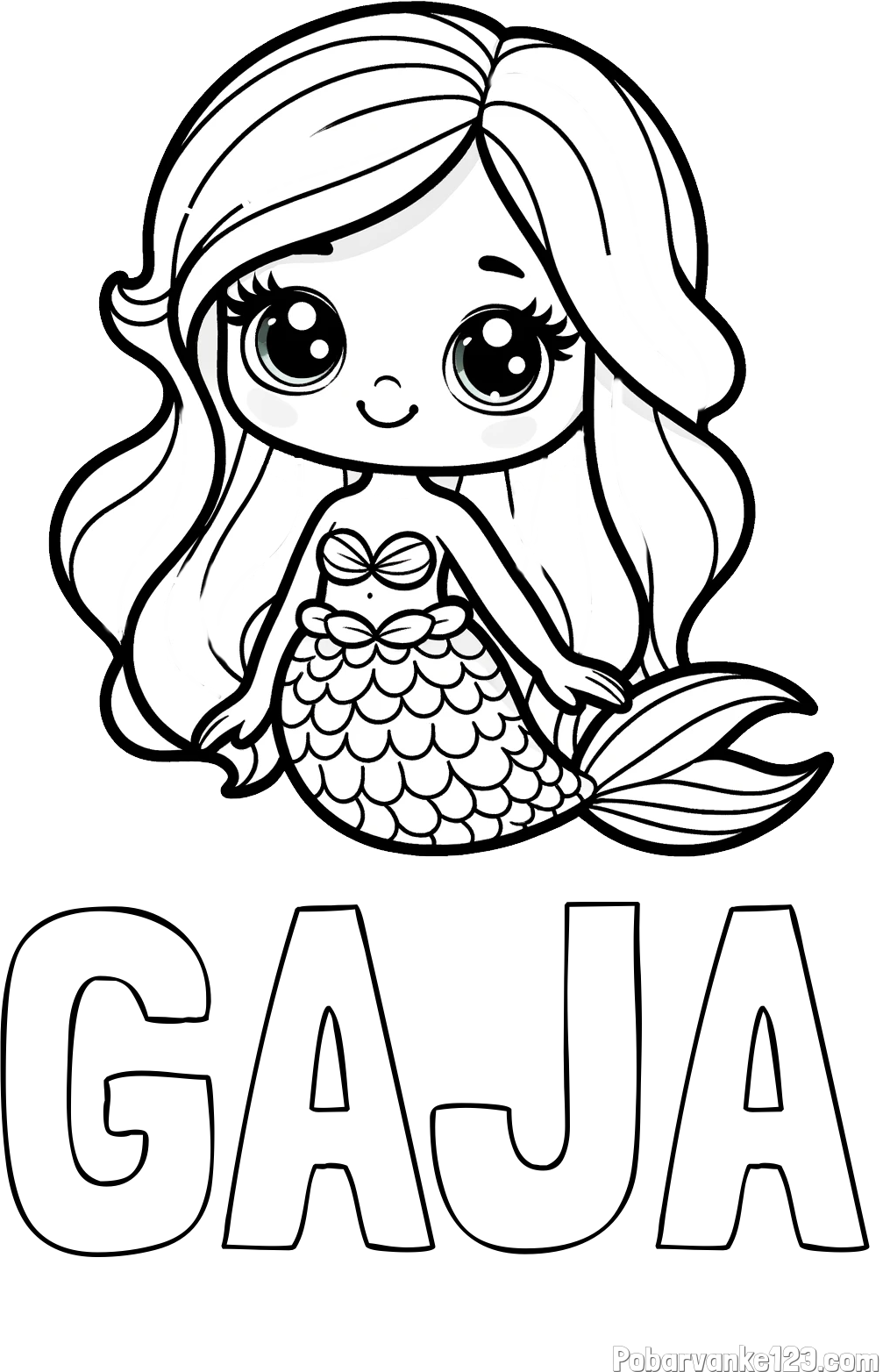 Pobarvanka imena GAJA in pobarvanka prikupne morske deklice