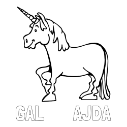 Online izdelana pobarvanka - Pobarvanka imena GAL       AJDA in pobarvanka veselega samoroga