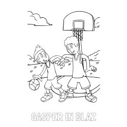 Online izdelana pobarvanka - Pobarvanka imena GAŠPER IN BLAŽ in pobarvanka košarkarjev pri igri