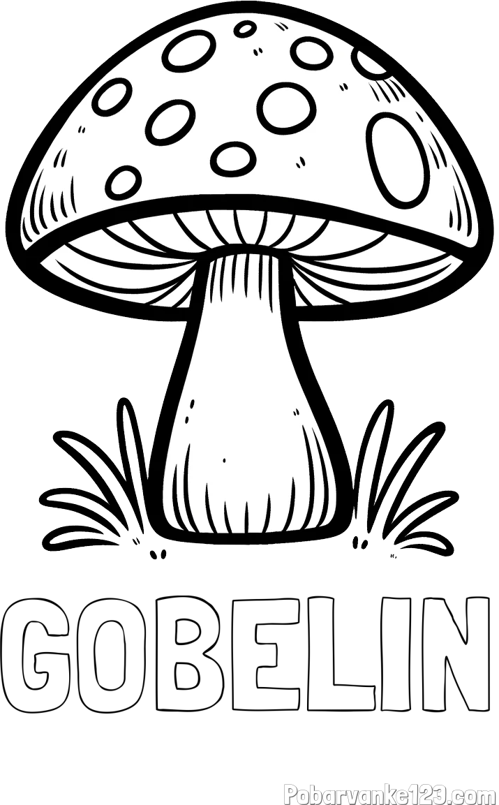 Pobarvanka imena GOBELIN in pobarvanka gobe