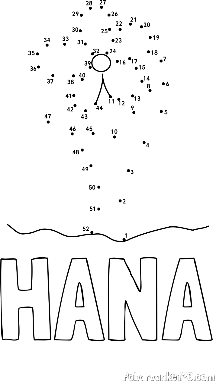 Pobarvanka imena HANA in Črtna pobarvanka cvetlice