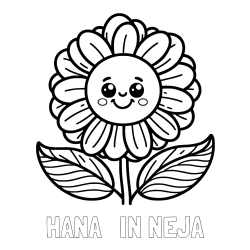 Online izdelana pobarvanka - Pobarvanka imena HANA   IN NEJA in pobarvanka ljubke in nasmejane rože