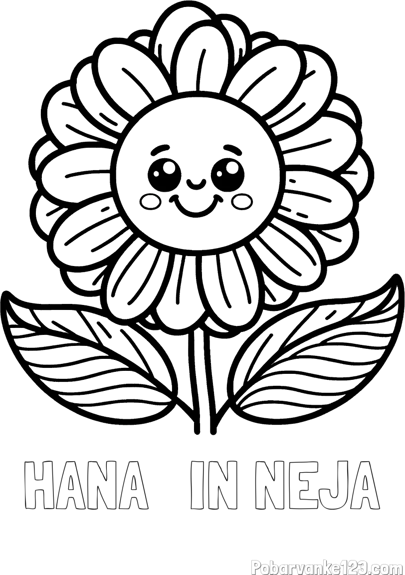 Pobarvanka imena HANA   IN NEJA in pobarvanka ljubke in nasmejane rože