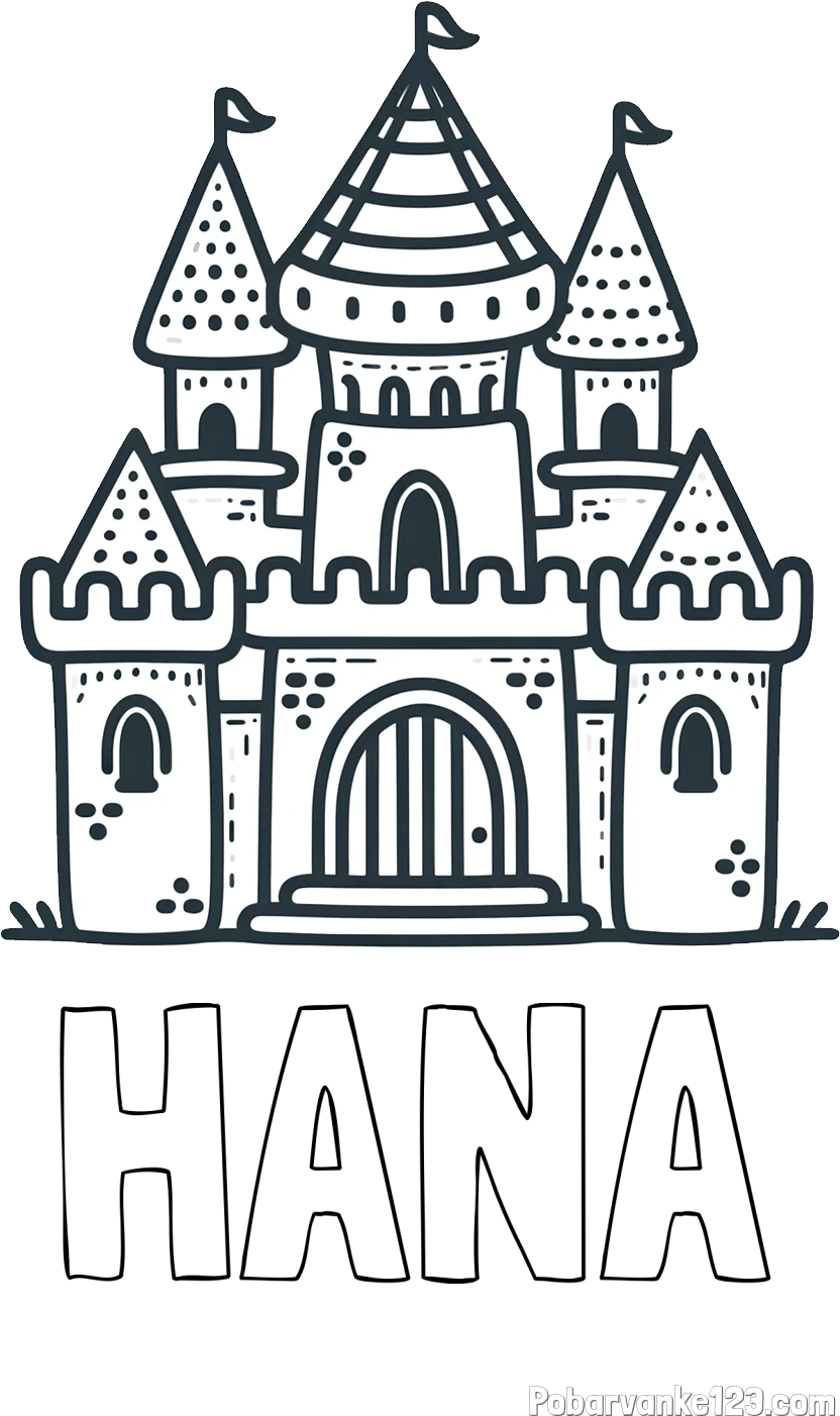 Pobarvanka imena HANA in otroška pobarvanka gradu