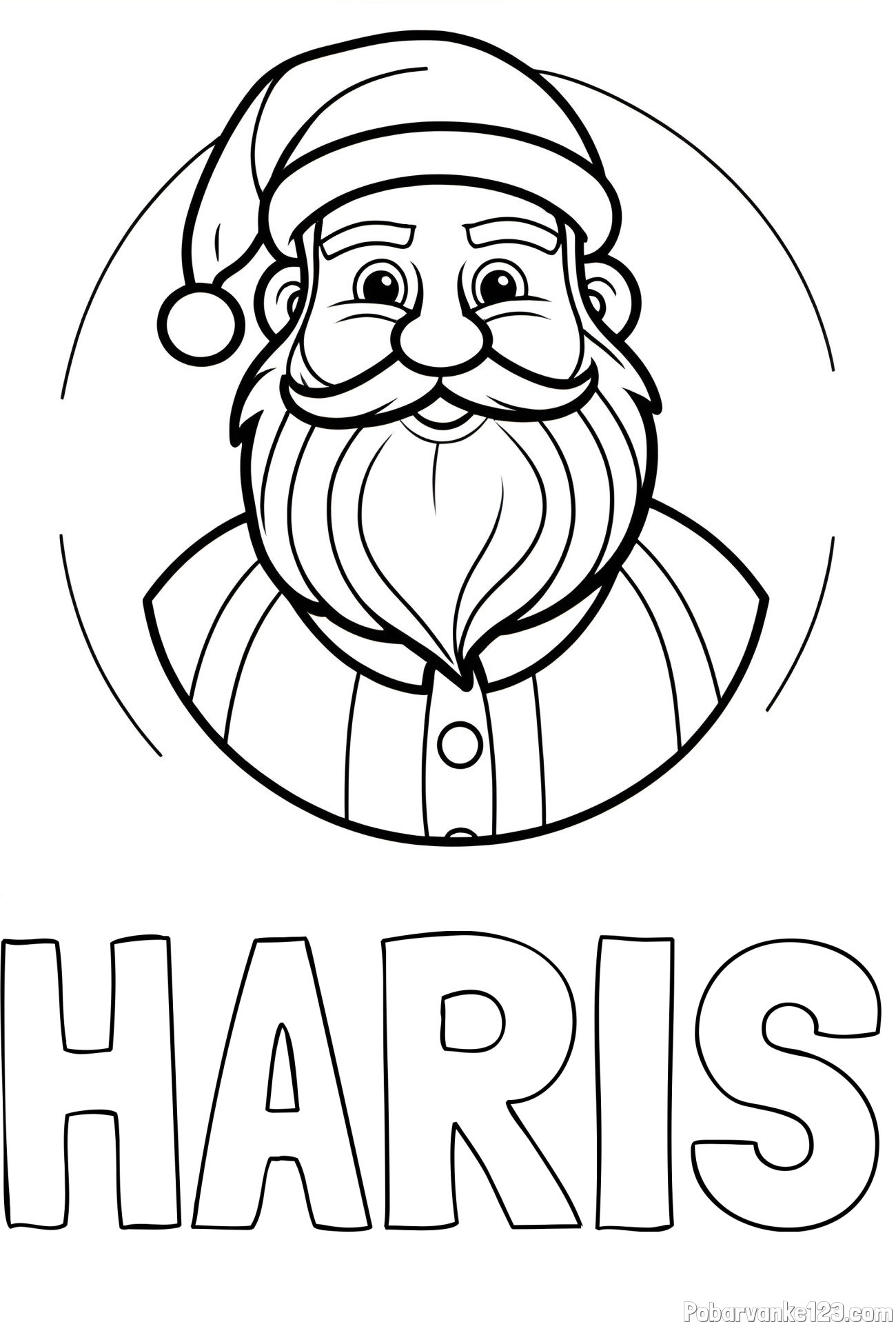 Pobarvanka imena HARIS in otroška pobarvanka veselega Božička