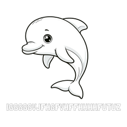 Online izdelana pobarvanka - Pobarvanka imena IGGGGGVJFHGFVHFFHHHHFUTUZ in otroška pobarvanka ljubkega delfina