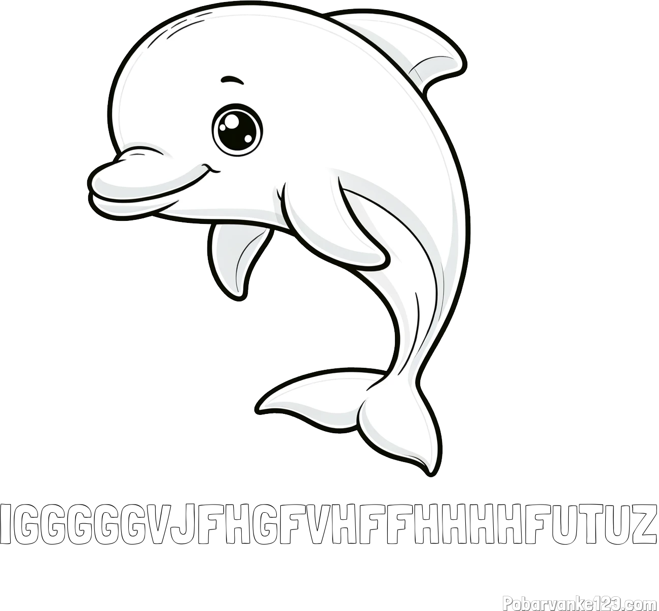 Pobarvanka imena IGGGGGVJFHGFVHFFHHHHFUTUZ in otroška pobarvanka ljubkega delfina