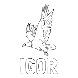 Online izdelana pobarvanka - Pobarvanka imena IGOR in pobarvanka orla v letu