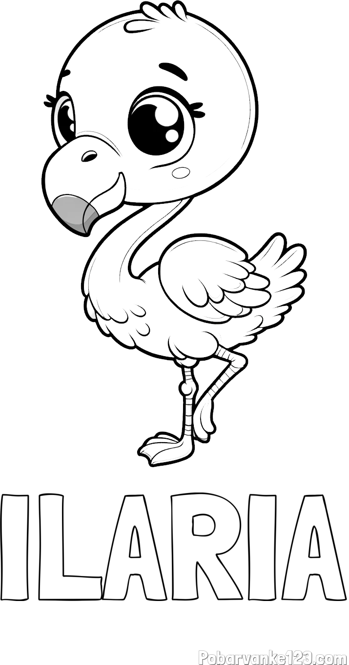 Pobarvanka imena ILARIA in otroška pobarvanka flaminga
