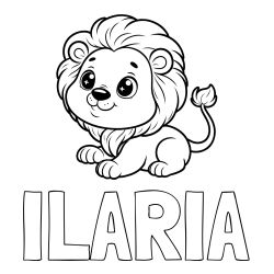 Online izdelana pobarvanka - Pobarvanka imena ILARIA in pobarvanka igrivega levčka