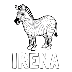 Online izdelana pobarvanka - Pobarvanka imena IRENA in pobarvanka ljubke zebre