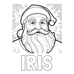 Online izdelana pobarvanka - Pobarvanka imena IRIS in Čudovita pobarvanka nasmejanega Božička