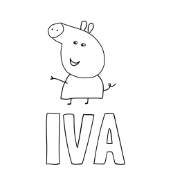 Online izdelana pobarvanka - Pobarvanka imena IVA in pobarvanka pujse PEPE 🐽