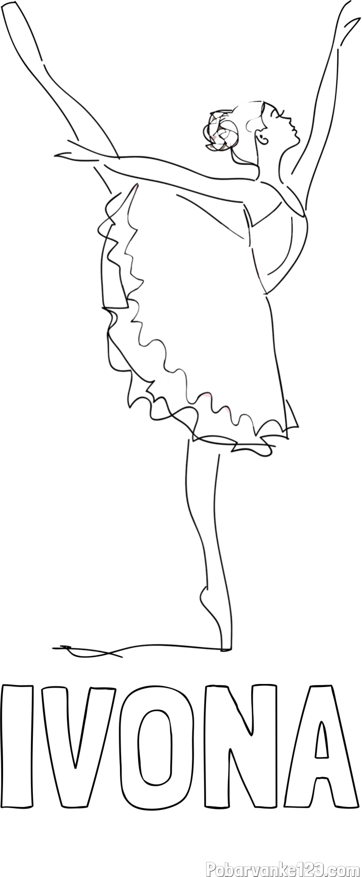 Pobarvanka imena IVONA in pobarvanka ljubke baletke