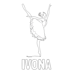 Online izdelana pobarvanka - Pobarvanka imena IVONA in pobarvanka ljubke baletke