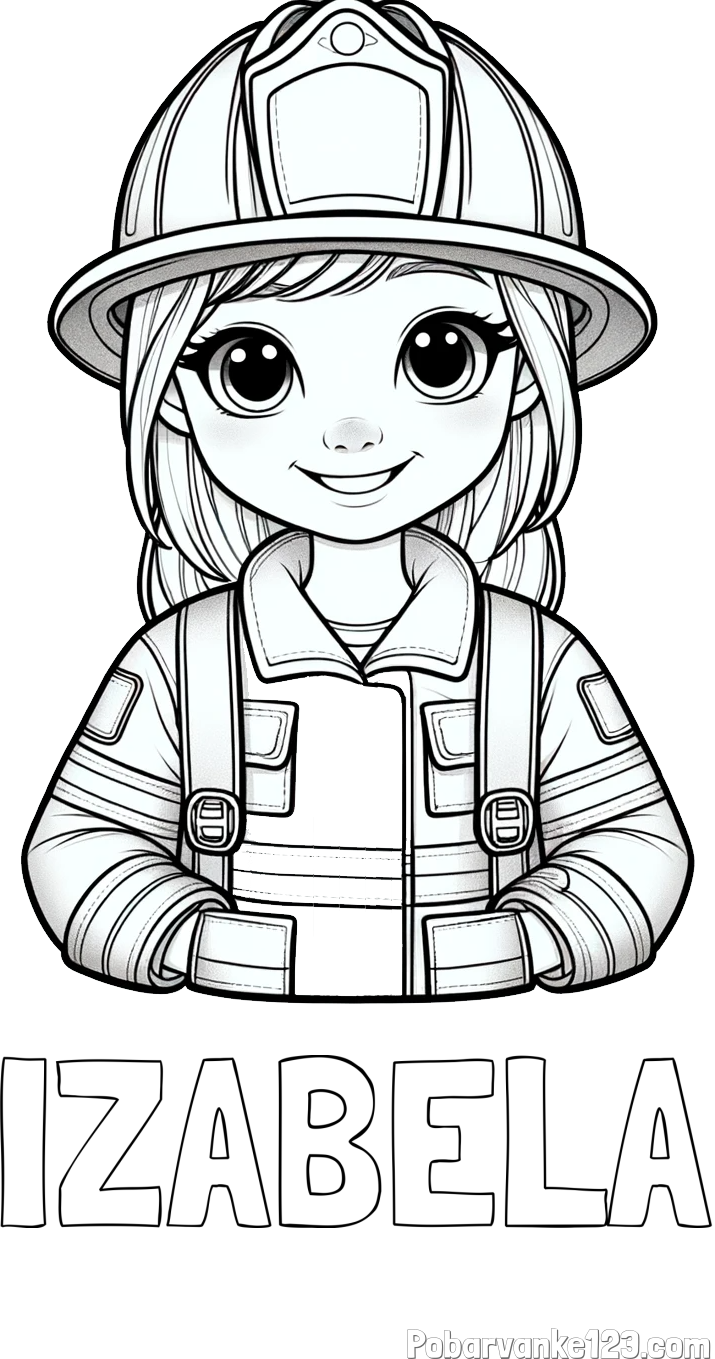 Pobarvanka imena IZABELA in pobarvanka ljubke gasilke