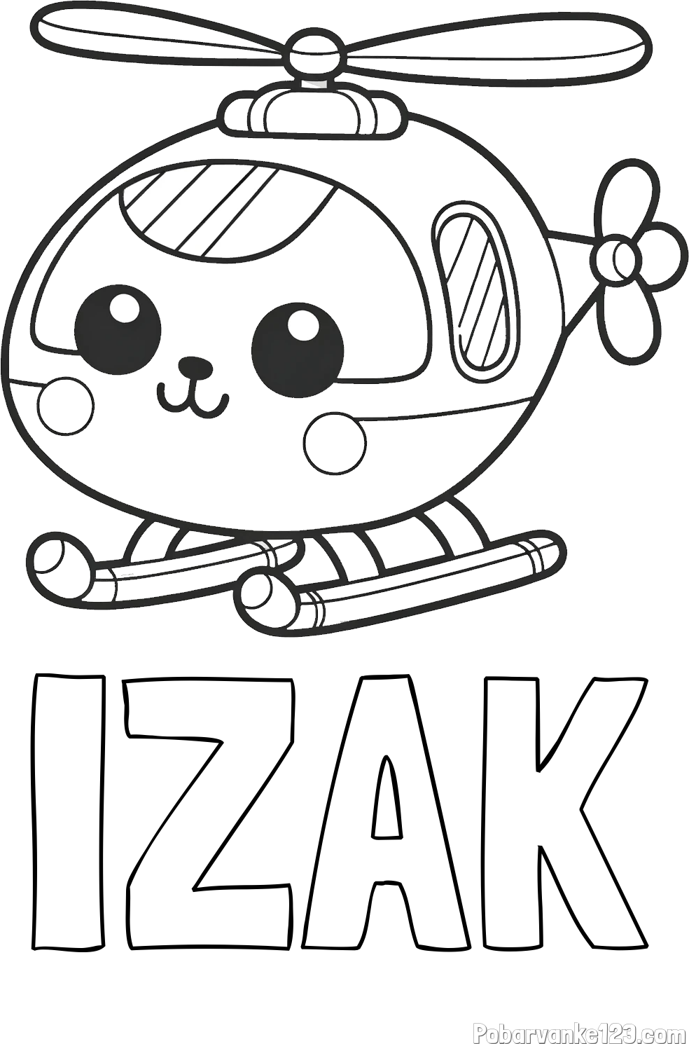 Pobarvanka imena IZAK in otroška pobarvanka helikopterja