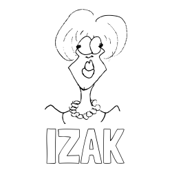 Online izdelana pobarvanka - Pobarvanka imena IZAK in pobarvanka ženske z velikimi ustnicami