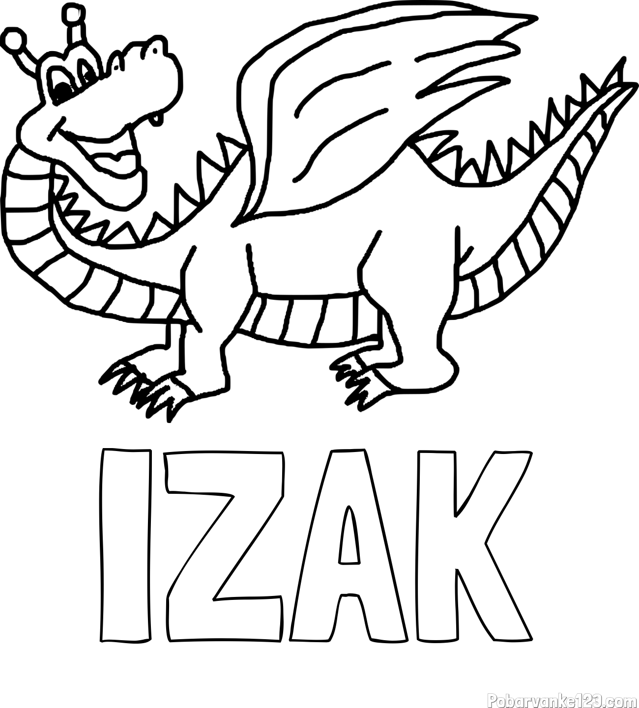 Pobarvanka imena IZAK in pobarvanka zmajčka