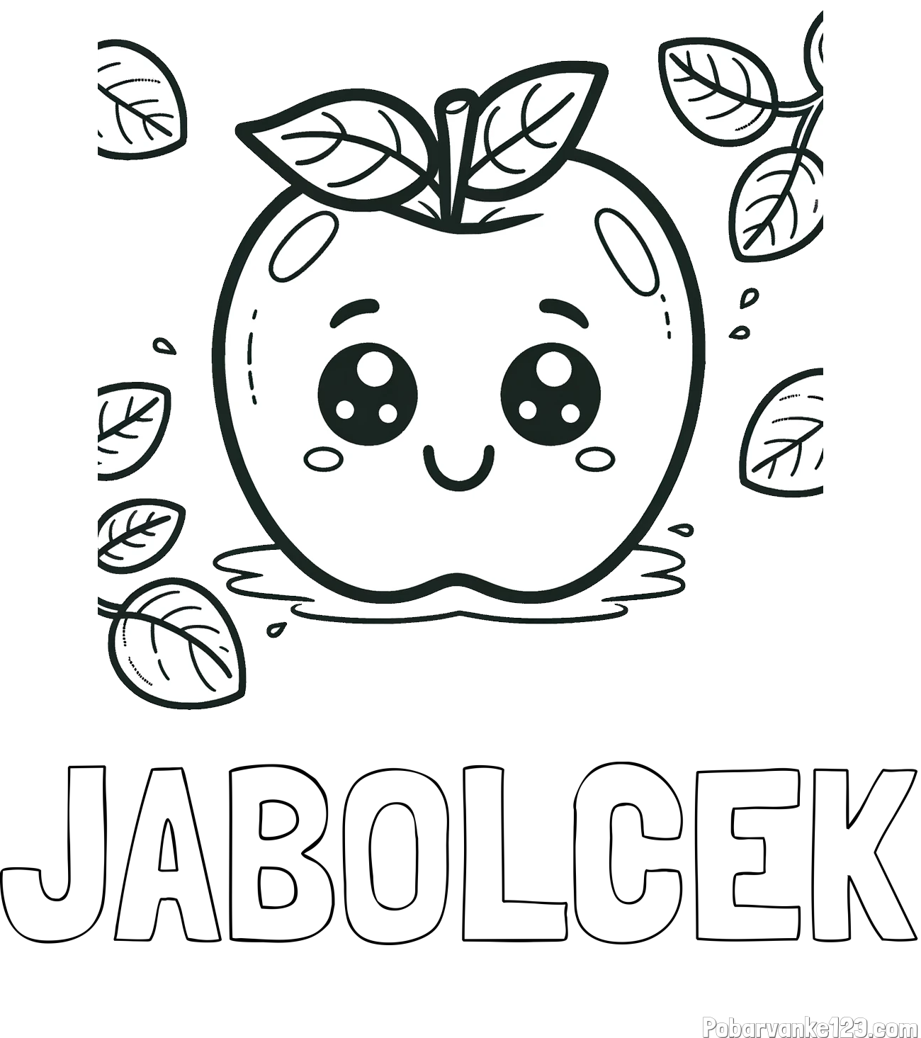 Pobarvanka imena JABOLČEK in pobarvanka nasmejane jabolke