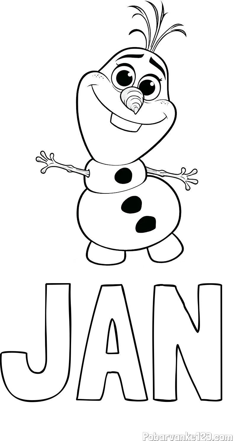Pobarvanka imena JAN in pobarvanka prisrčnega snežaka Olaf
