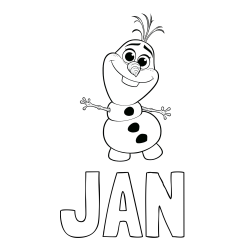 Online izdelana pobarvanka - Pobarvanka imena JAN in pobarvanka prisrčnega snežaka Olaf