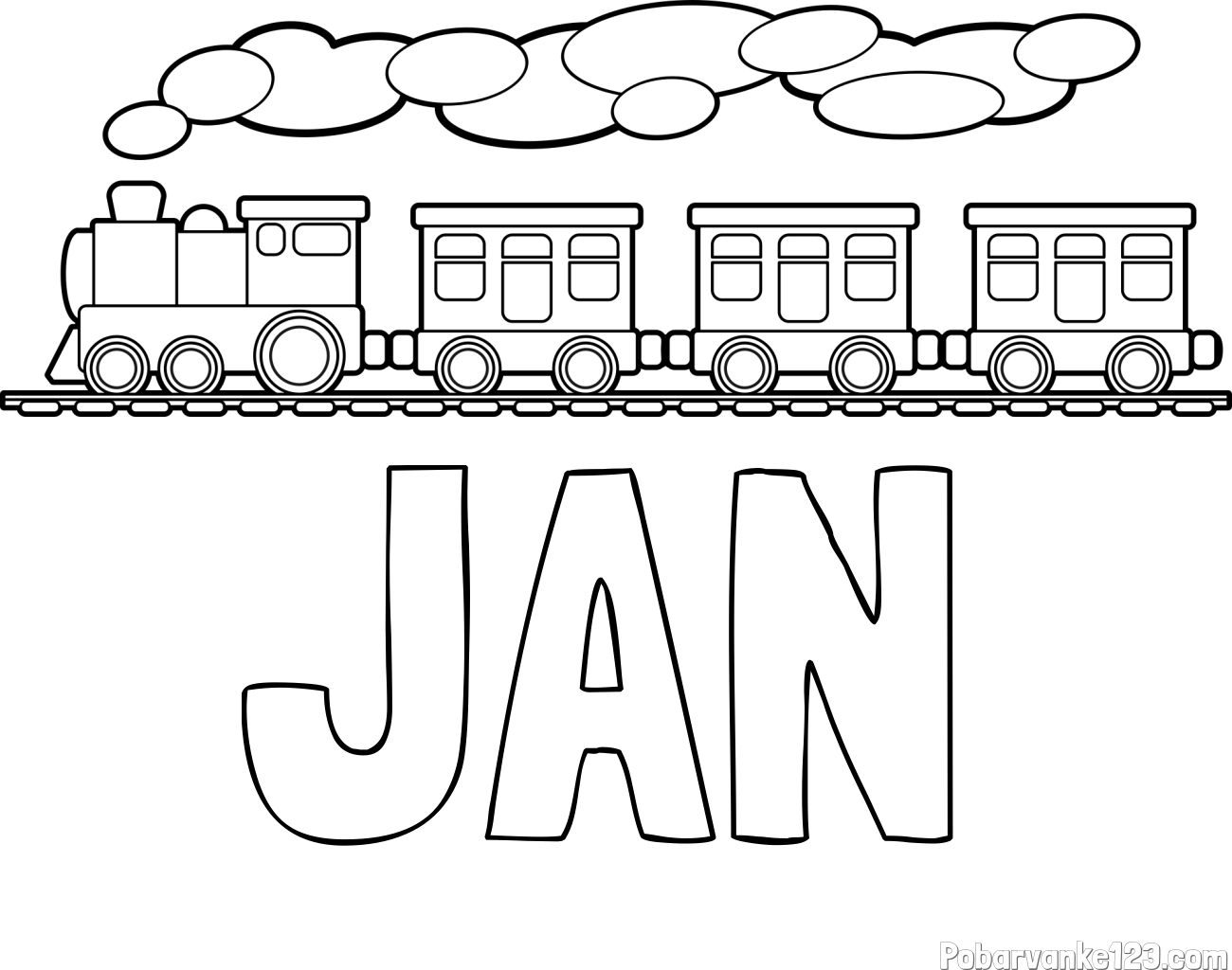 Pobarvanka imena JAN in pobarvanka vlaka
