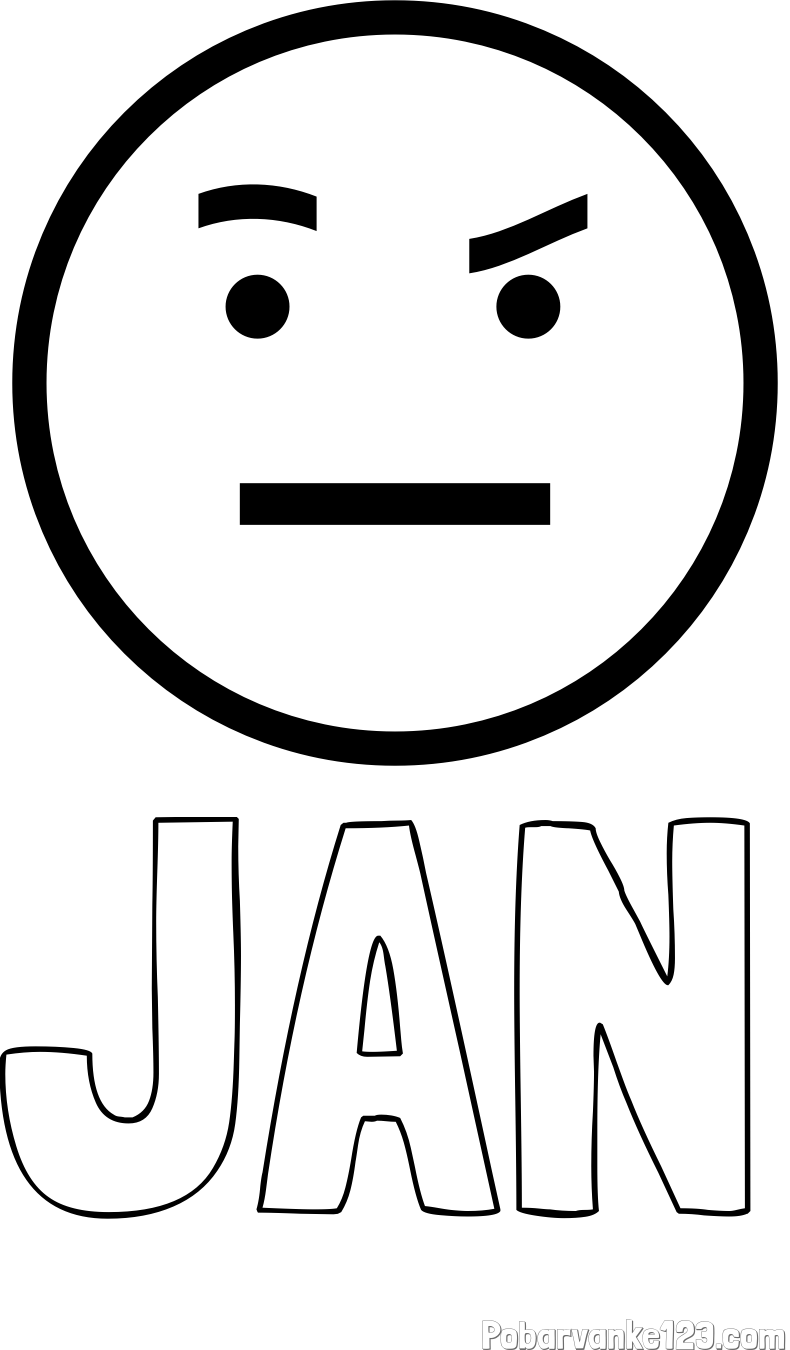 Pobarvanka imena JAN in pobarvanka začudenega smeška