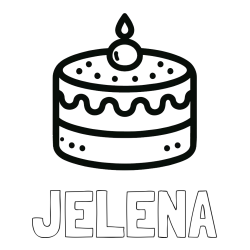 Online izdelana pobarvanka - Pobarvanka imena JELENA in otroška pobarvanka majhne torte