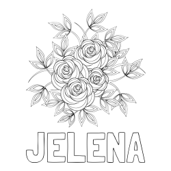 Online izdelana pobarvanka - Pobarvanka imena JELENA in pobarvanka šopka vrtnic