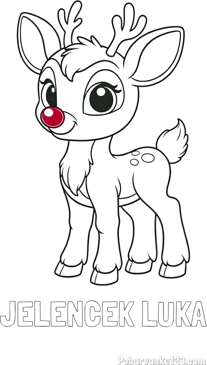 Pobarvanka imena JELENČEK LUKA in pobarvanka nasmejanega jelenčka Rudolfa