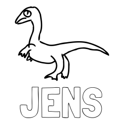 Online izdelana pobarvanka - Pobarvanka imena JENS in pobarvanka žalostnega dinozavra