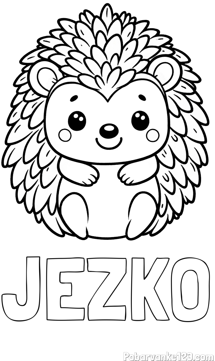 Pobarvanka imena JEŽKO in pobarvanka prikupnega ježa