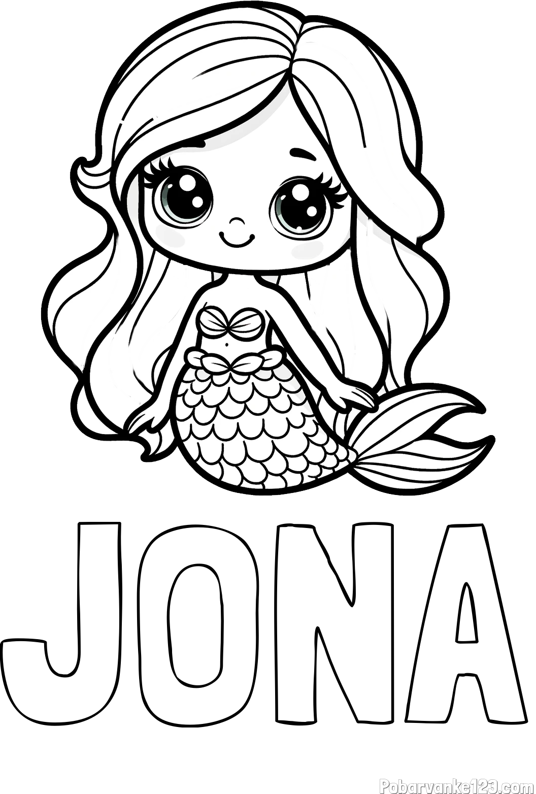 Pobarvanka imena JONA in pobarvanka prikupne morske deklice