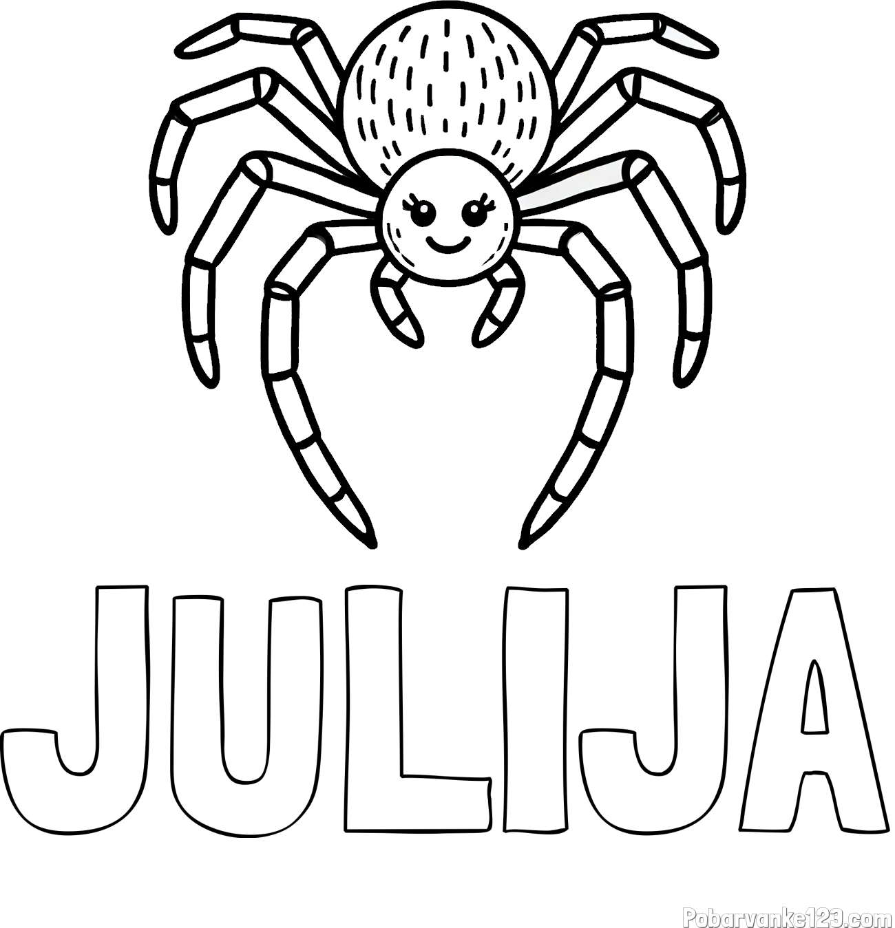 Pobarvanka imena JULIJA in pobarvanka veselega pajka