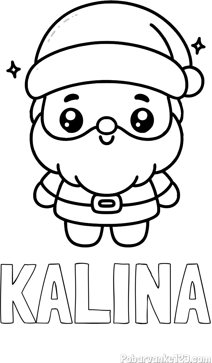 Pobarvanka imena KALINA in enostavna otroška pobarvanka Božička