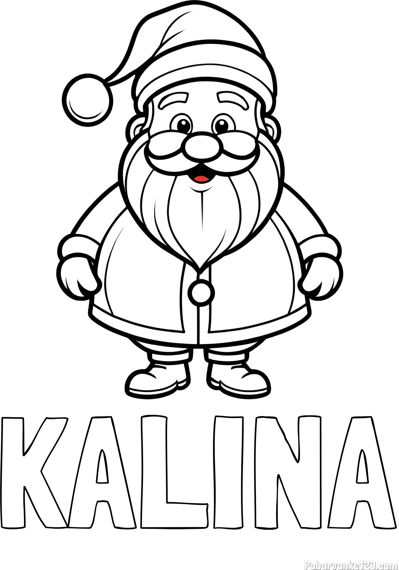 Pobarvanka imena KALINA in otroška pobarvanka prikupnega Božička