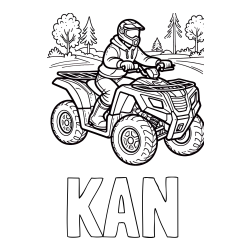 Online izdelana pobarvanka - Pobarvanka imena KAN in pobarvanka motorista na štirikolesniku